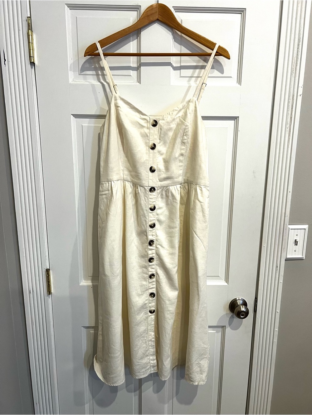 Philosophy Linen Blend Button Front Midi Dress Size 12